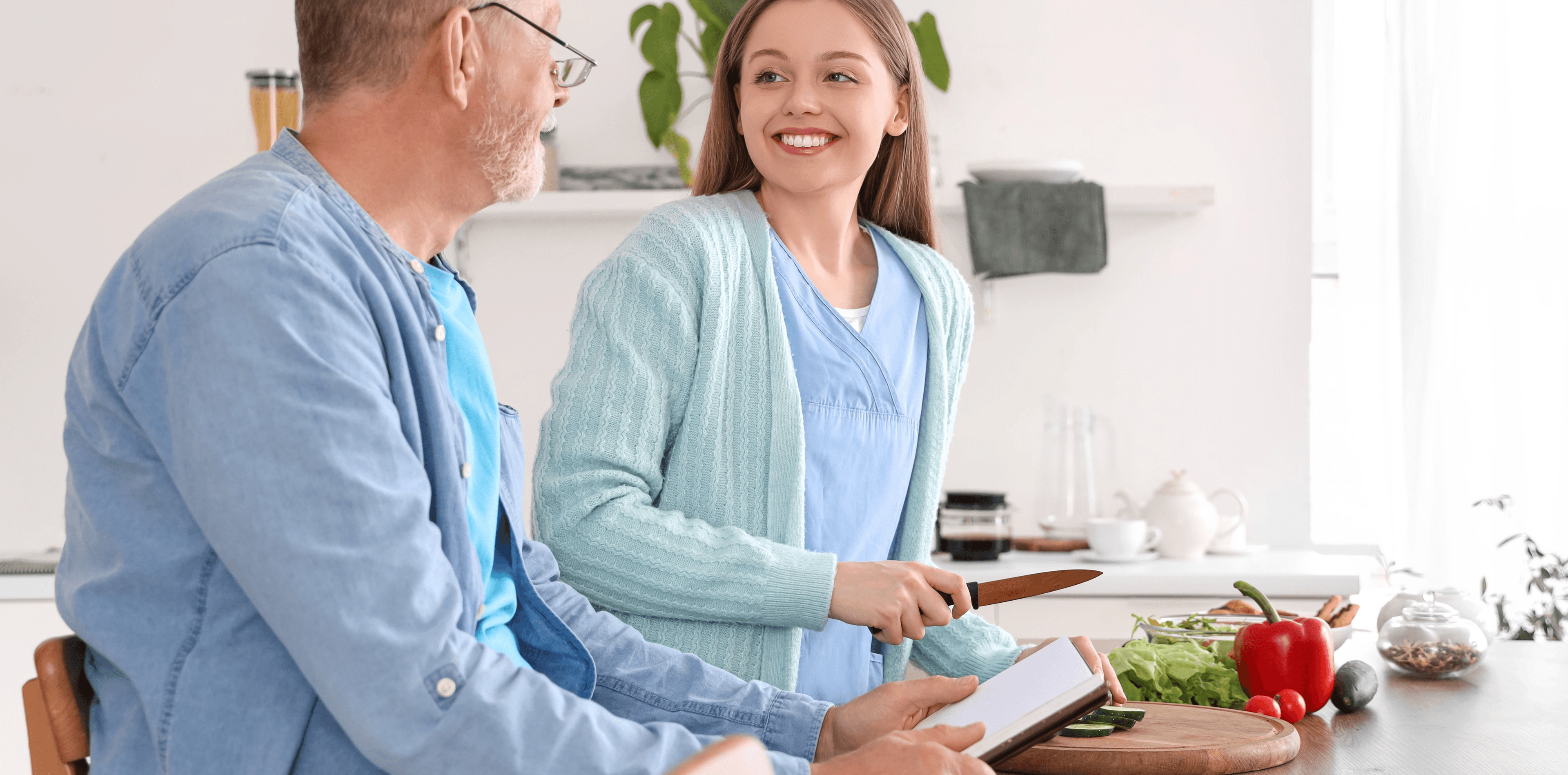 Caregiver preparing a home-cooked meal